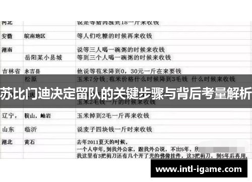 苏比门迪决定留队的关键步骤与背后考量解析